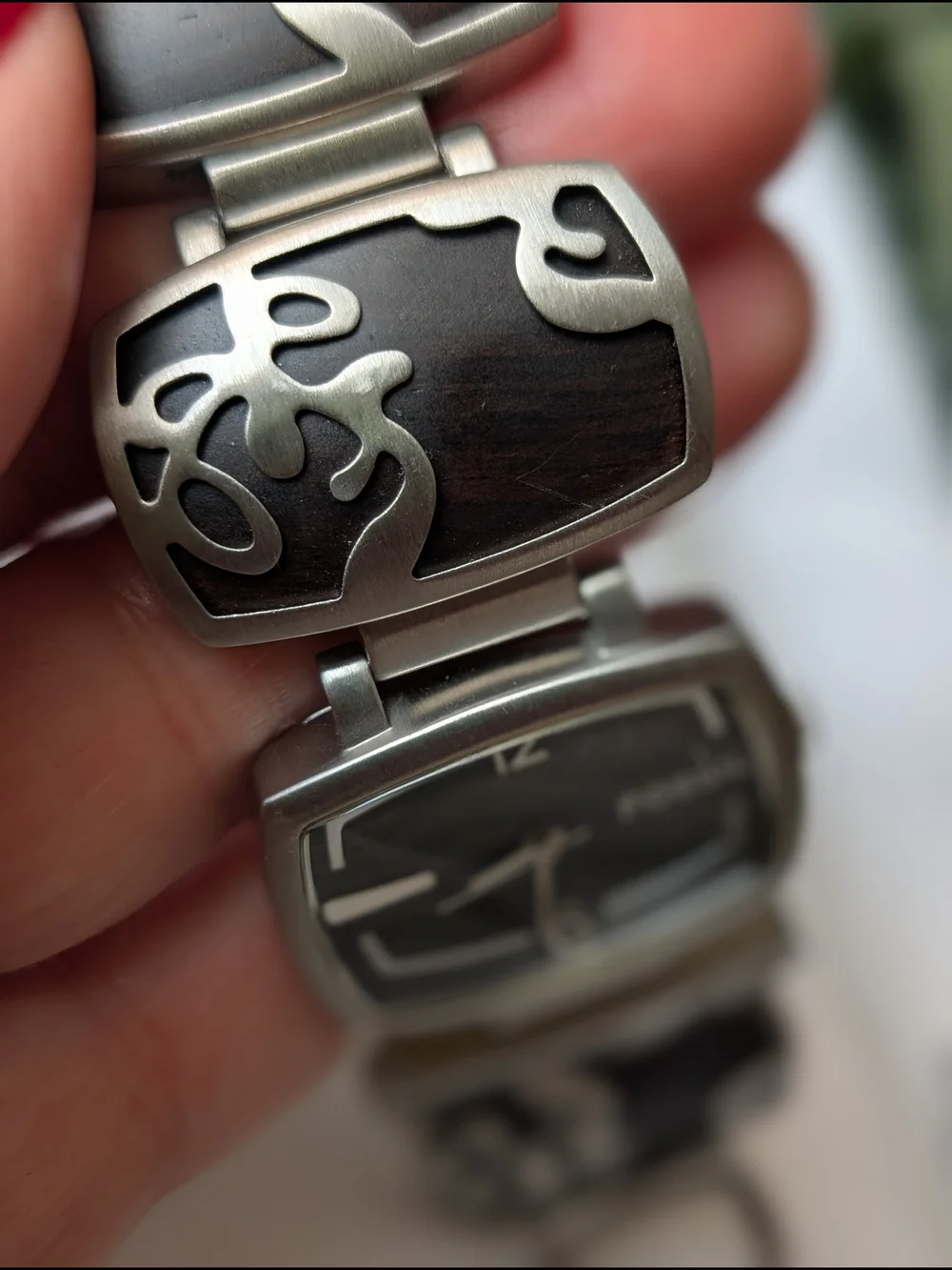 Fossil Ladies’s Wood and Stainless Steel Link Bracelet Watch